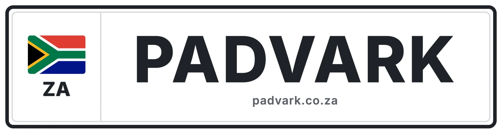 Bumper sticker: ZA Padvark number plate